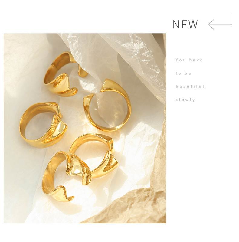 Fashion Irregular Titanium Steel Plating Rings 1 Piece