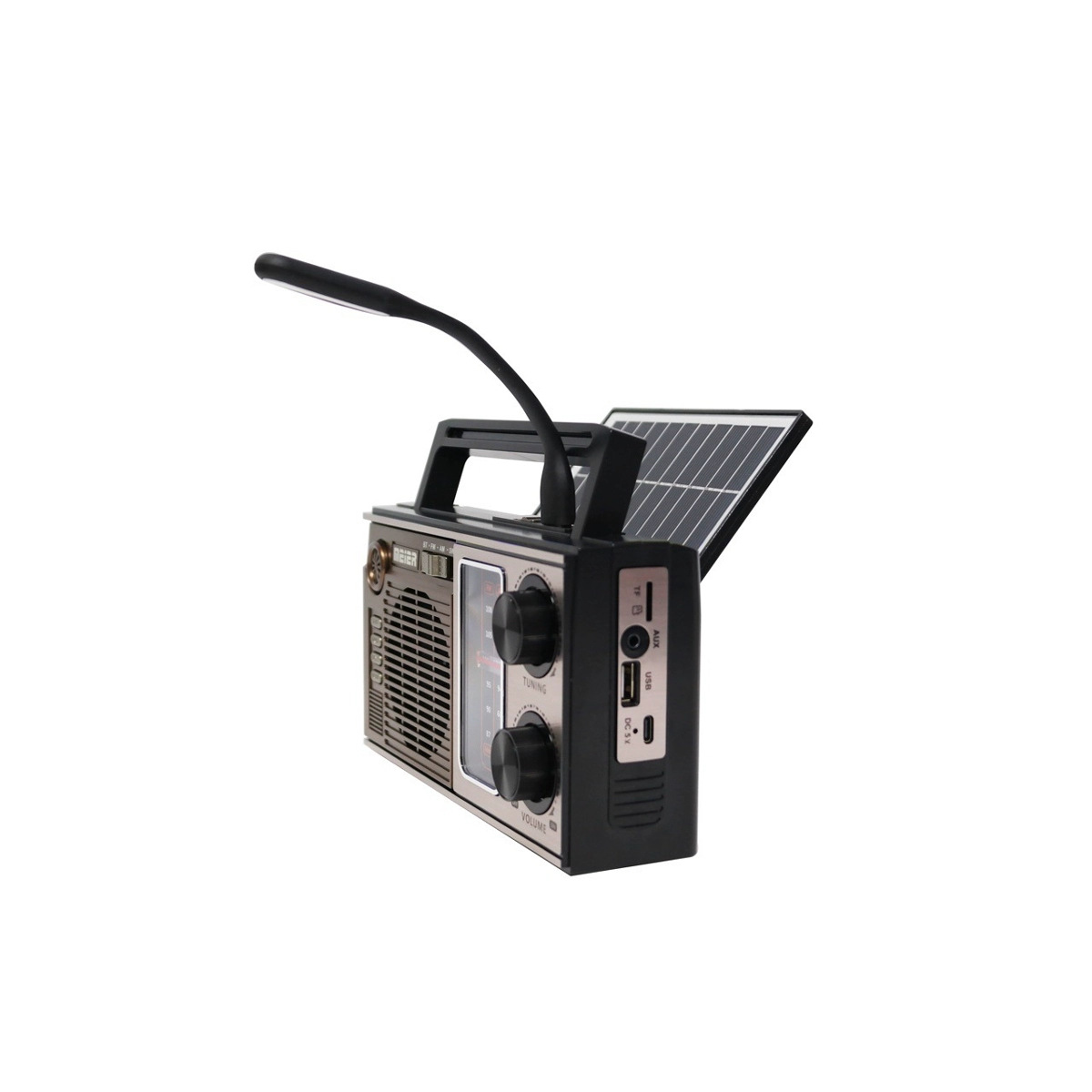 Nuevo spot multifunción inalámbrico Bluetooth audio carga solar al aire libre portátil multibanda radio