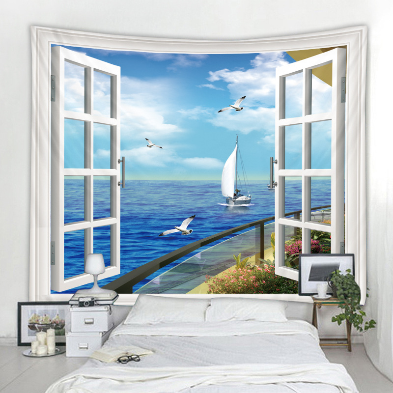 跨境电商批发风景系列背景布挂布挂毯装饰布卧室房间布置床头墙布