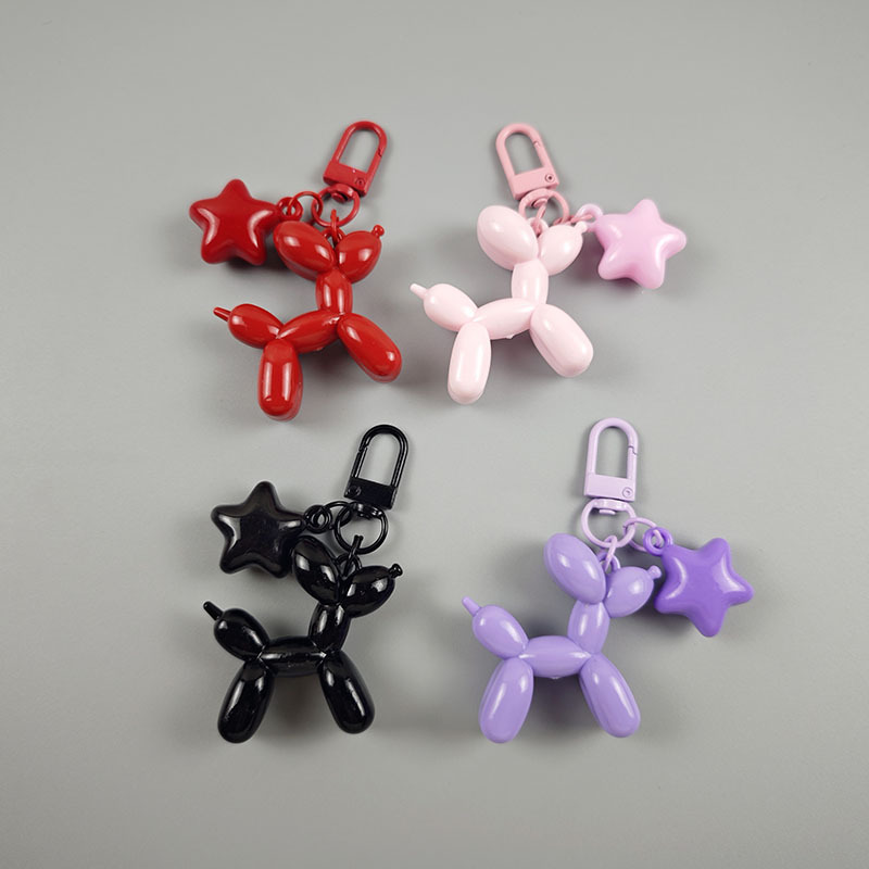 亚克力实色气球狗五角星钥匙扣包包装饰挂件少女心闺蜜小情侣礼物