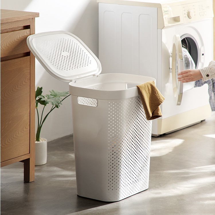 大容量衛生間髒衣服收納筐家用浴室髒衣物帶蓋髒衣婁仿藤編髒衣籃