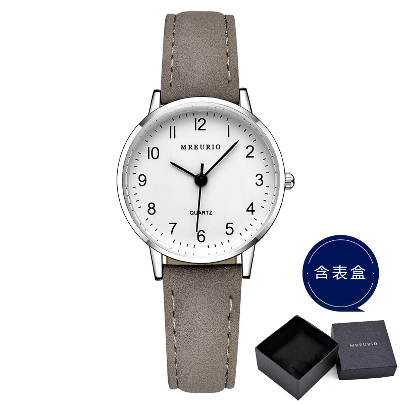 Gray belt women's model with watch box and free spare battery