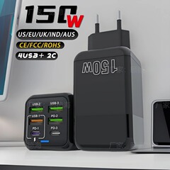 クロスボーダー150W携帯電話全プロトコル超急速充電ヘッド4usb 2PD多口携帯電話充電器急速充電ヘッド