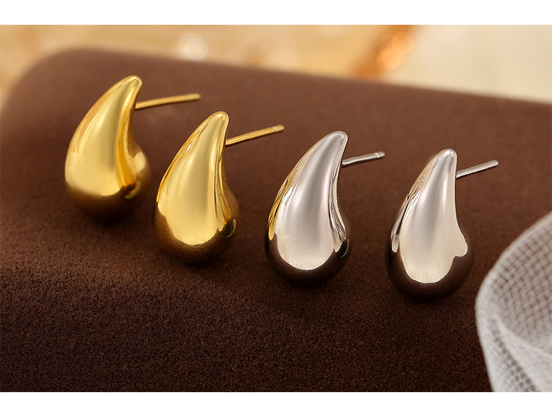 1 Pair IG Style Simple Style Water Droplets Sterling Silver White Gold Plated Gold Plated Ear Studs display picture 1