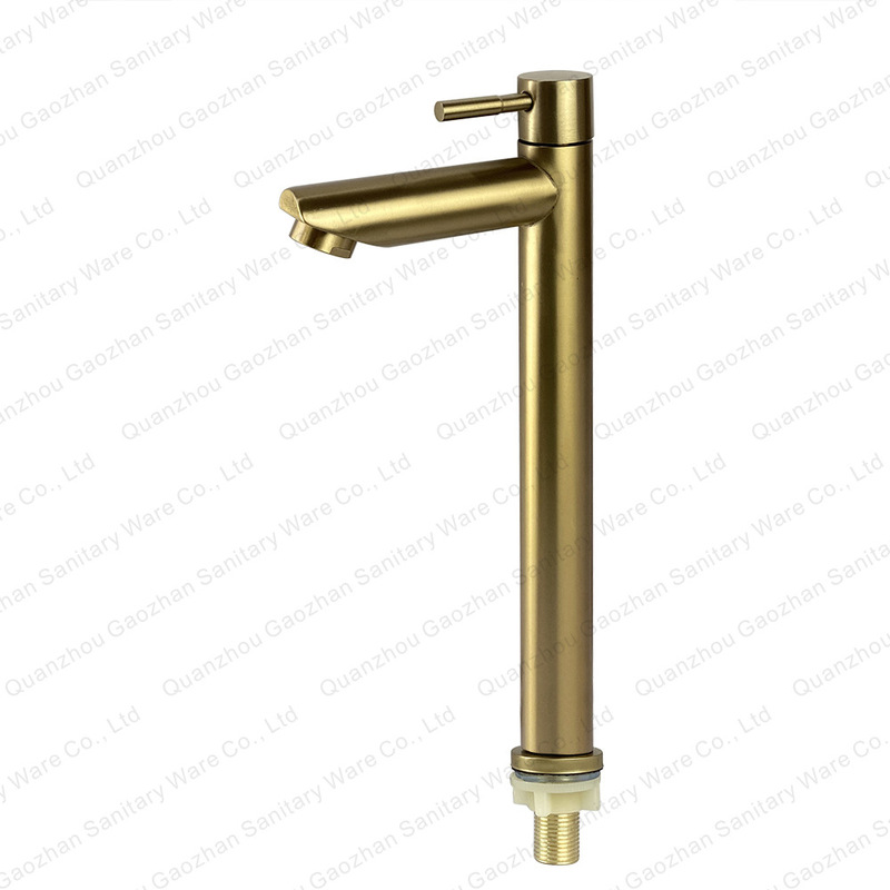 Bathroom matte brushed gold cold water basin faucet deck installation 304 stainless steel brushed nickel cold water basin faucet