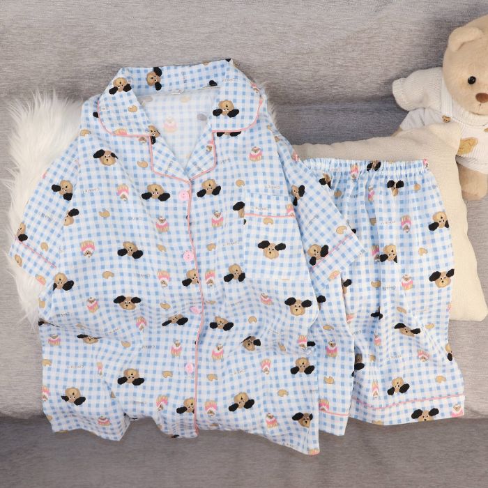 Al por mayor transfronterizo nuevo verano nubes de algodón dibujos animados mangas cortas pantalones cortos pijamas ropa de casa de mujer set ropa de casa de moda