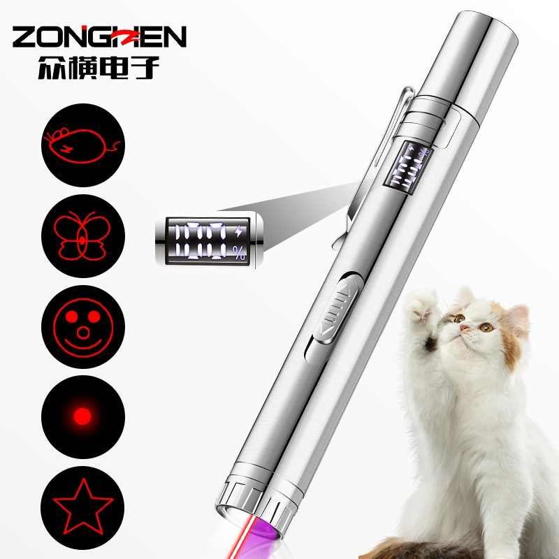 Лазерный забавный кот USB зарядный фонарик из нержавеющей стали многофункциональная инфракрасная лазерная указка дразнящая кошка игрушка оптом