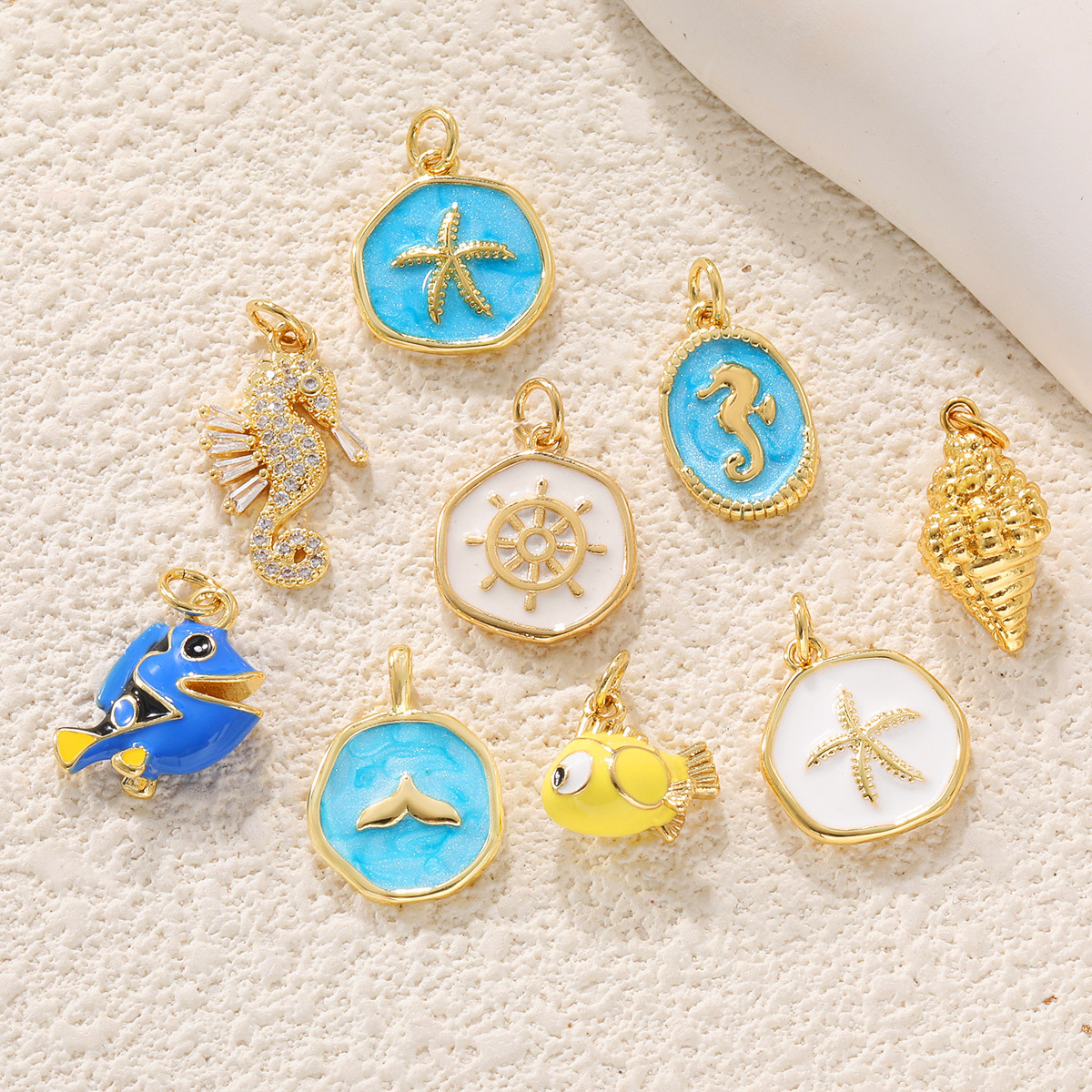 3g Weight Pendant Jewelry Making Type 18*9.3mm Jewelry Making Size DIY Jewelry Accessories Classification 1 Piece Quantity Copper Material Conch, Rudder Pattern Polished Finish Enamel Design Marine Style Style 1 Piece 18*9.3mm Copper Conch Rudder Polished Pendant 无