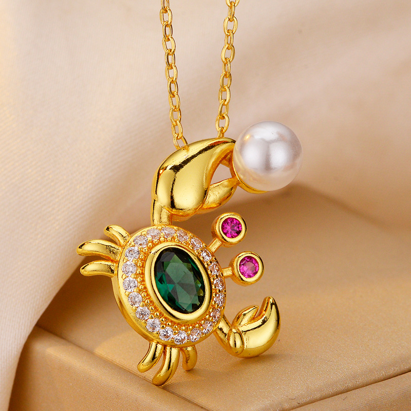 1 Piece Quantity Daily, Street Occasion Wholesale Jewelry Simple Style Classic Style Crab Copper Pendant Necklace Cable Chain