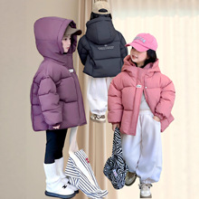 儿童羽绒棉服男童女童保暖连帽棉袄纯色面包服外套穿搭加厚保暖