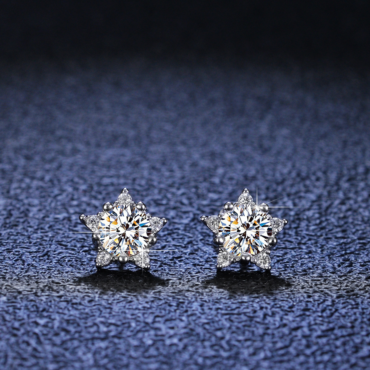 Simple Style Star Sterling Silver Inlay Ear Studs display picture 2