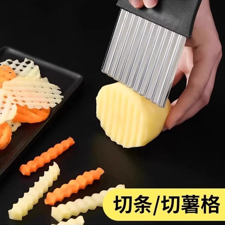 不锈钢波纹刀狼牙土豆切刀土豆波浪刀厨房家用切菜花式切条器新款|undefined