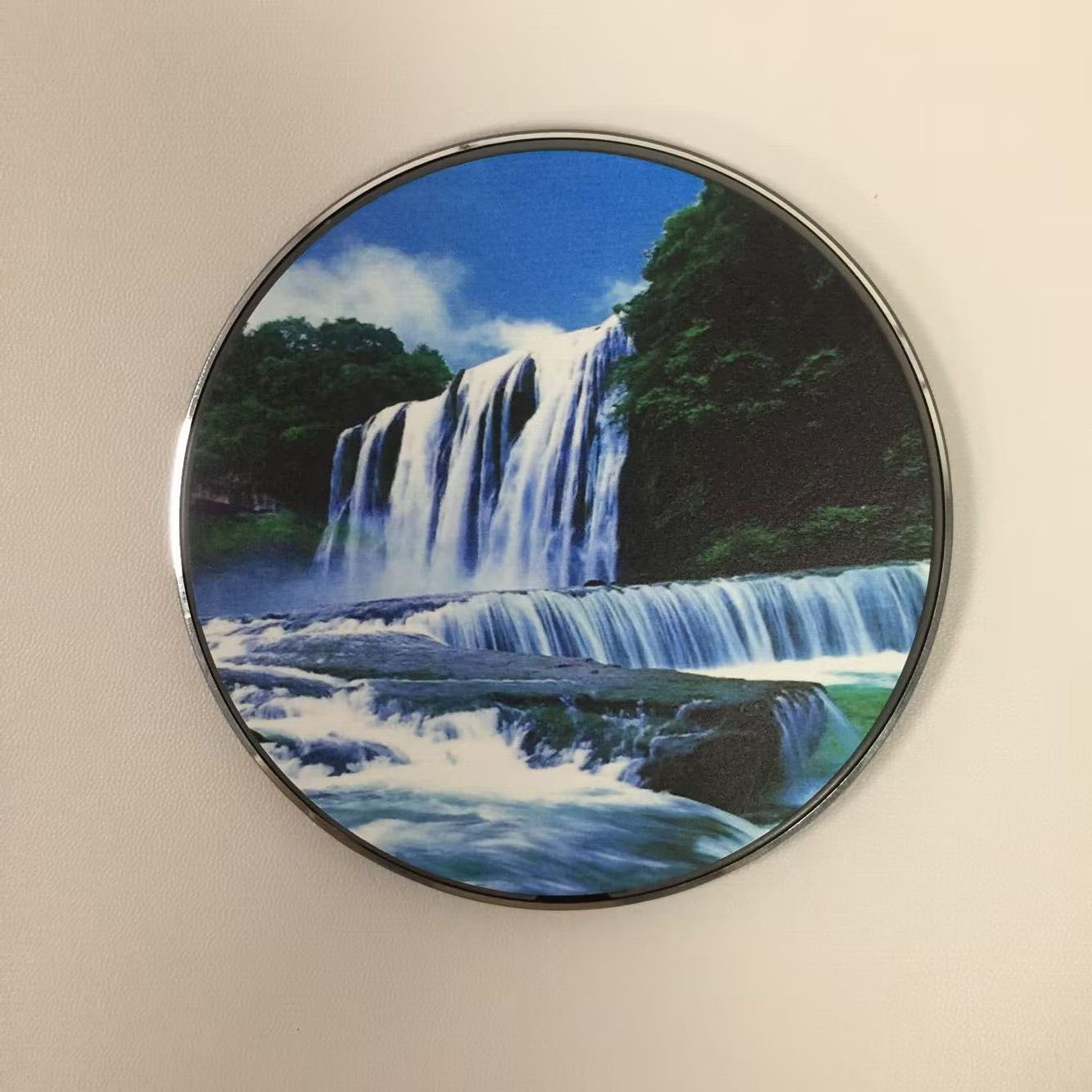 高清彩印圆形无线充电器 无线充彩色印刷logo 促销礼品无线充电器