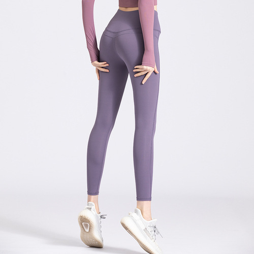 Yoga pants Western fitness bare feel peach elastic high-waisted butt-lifting seamless sports running long tight pants