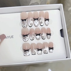 Nai Zi 手作りウェアラブルマニキュア夏の新しい黒契約黒リボン気質キャットアイマニキュアパッチ