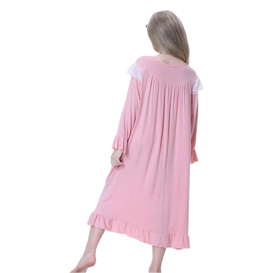 Girls in Europe and the United States in spring, summer, autumn and winter can wear modal knitted cotton long princess pajamas pajamas home clothes can be worn outside
