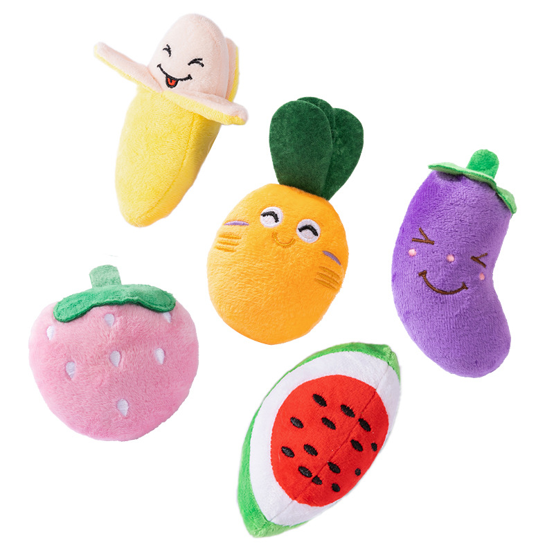 Nuevos juguetes para mascotas, frutas y verduras, juguetes sonoros, dientes limpios, resistentes a la mordida, perros, gatos, juguetes de compañía