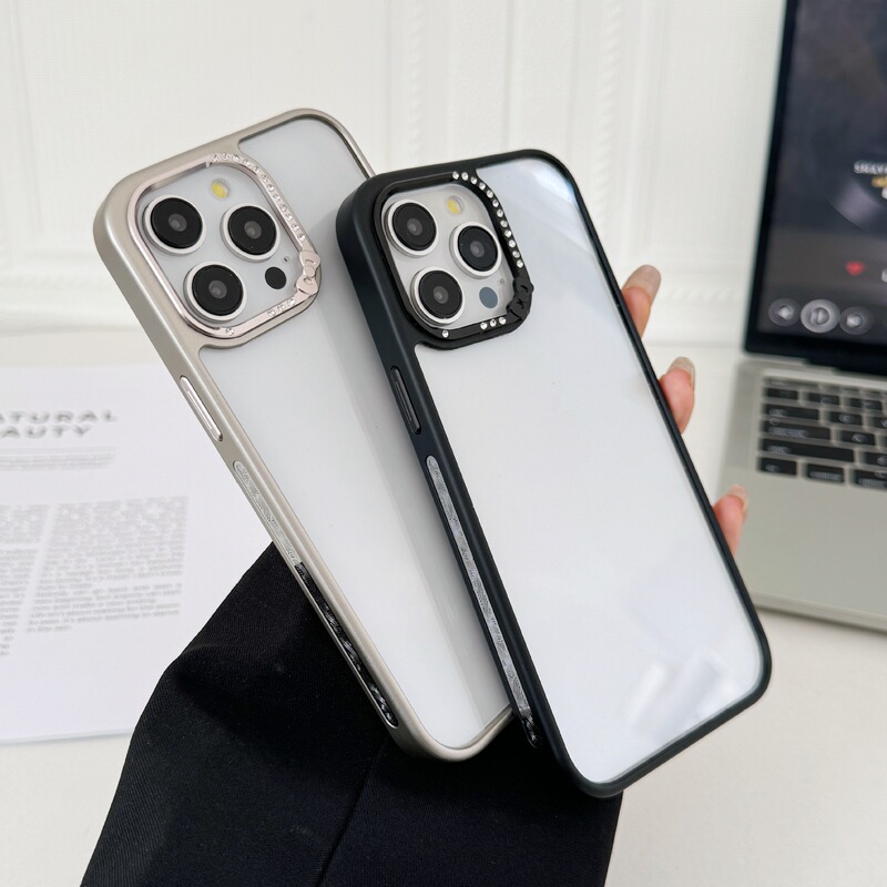 适用iPhone17promax肤感细圈透明手机壳苹果16蝴蝶结镶钻镜头保护|undefined