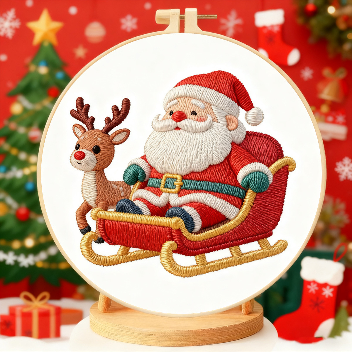 Nuevos productos transfronterizos de Navidad dedicados a Santa Claus y alces lindos bordados de dibujos animados paquetes de materiales hechos a mano diy