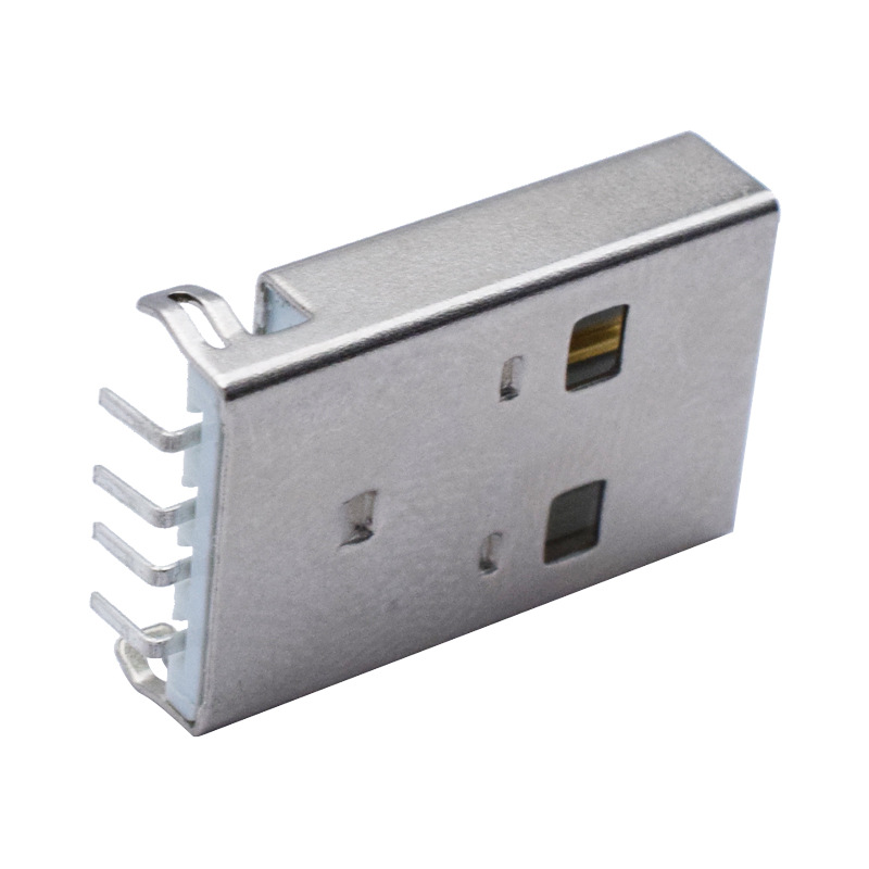 廠家批發AM90度沉板USB連接器 90度臥式4P插件充電公頭吸塑盤裝