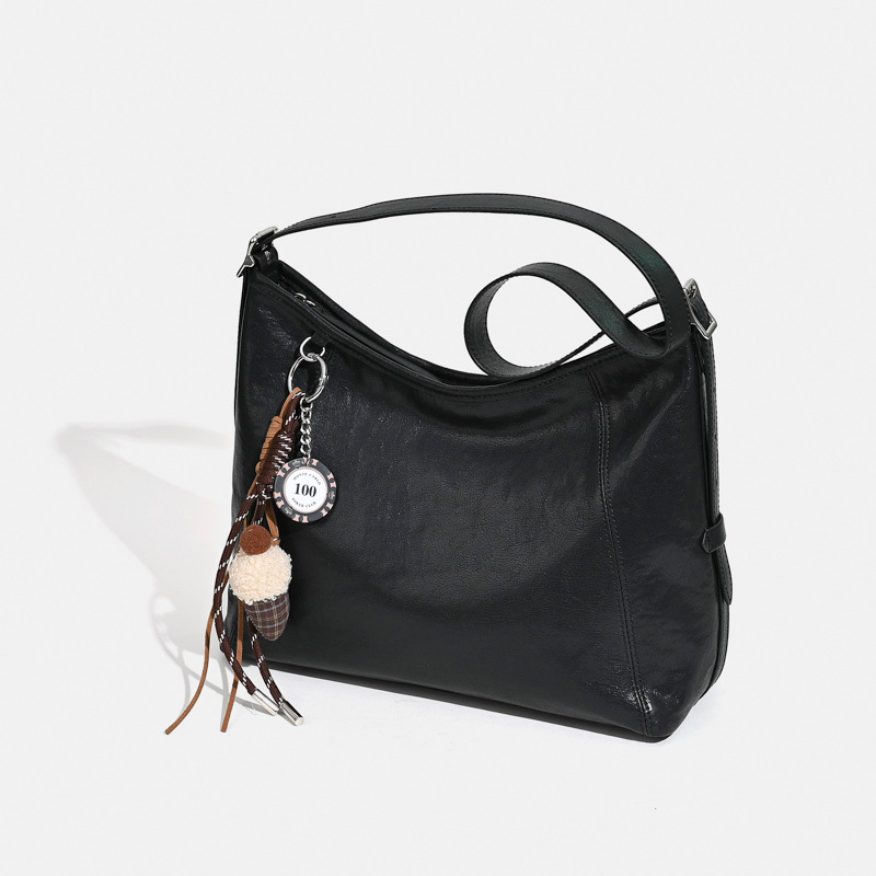 New High-End Luxury Top Grain Cowhide Vegetable Tanned Leather Women's Hobo Bag Large Capacity Shoulder Tote Bag - Thumbnail 2