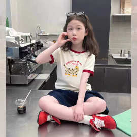 女童含棉短袖t恤2026年夏季新款中大童设计感圆领儿童半袖上衣ins