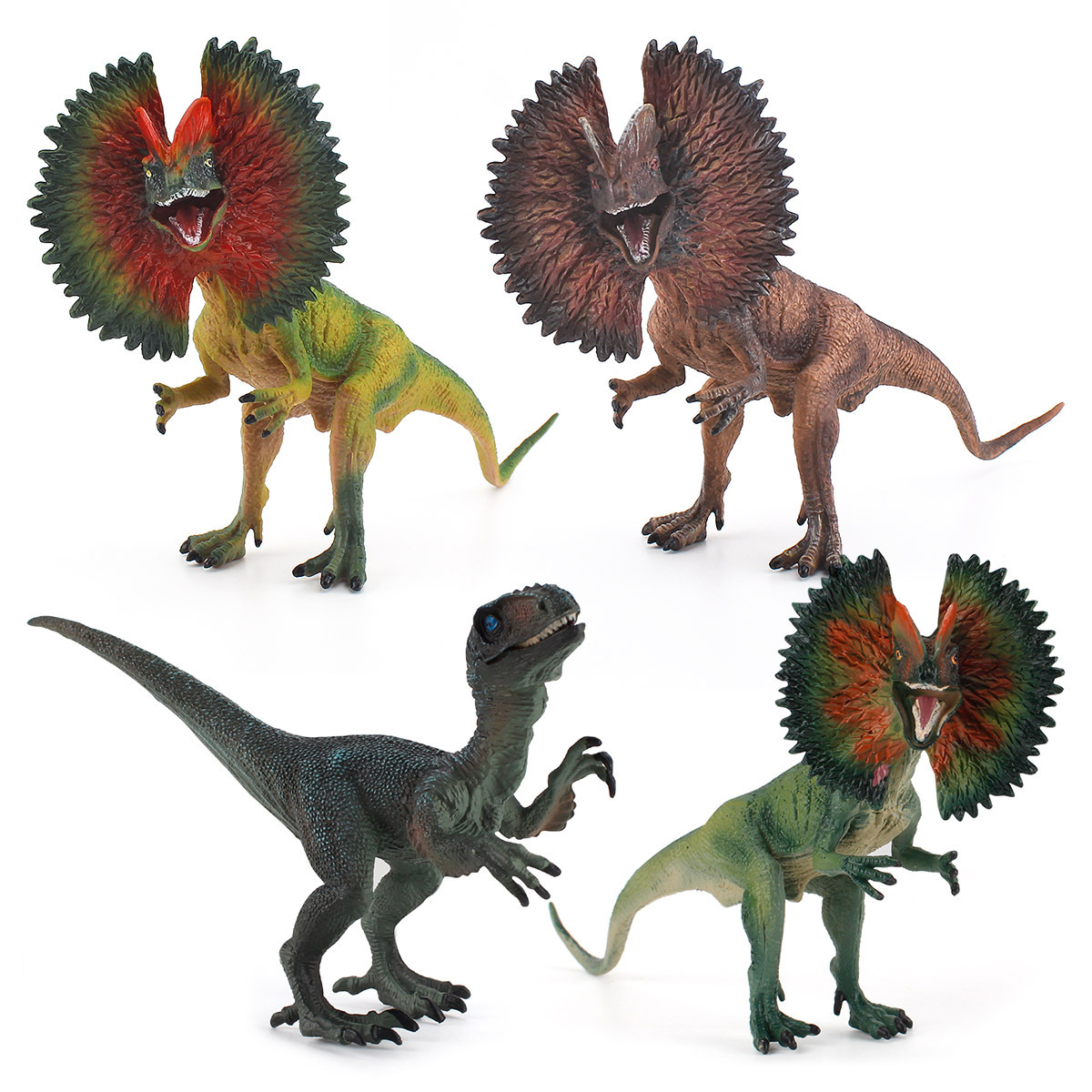 Amazon simulación dinosaurio Jurásico modelo sólido Raptor doble cresta dragón boca móvil decoración de escritorio juguete