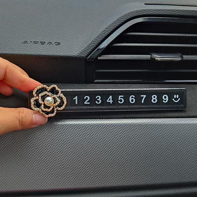 Car number plate mobile Other Automotive Interior Supplies - black-flower-black-alloy-sliding-parking-card