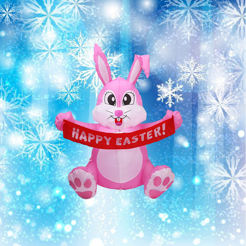 Conejo de Pascua modelo inflable 1,9 m inflable lindo conejo LED patio luminoso decoración de dibujos animados transfronterizo Amazon