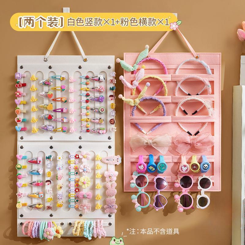 子供用ヘアピン収納ラック壁掛けヘアロープゴムバンド女の子ヘアバンドヘアピンヘアアクセサリージュエリーボックス壁掛けバッグ|undefined