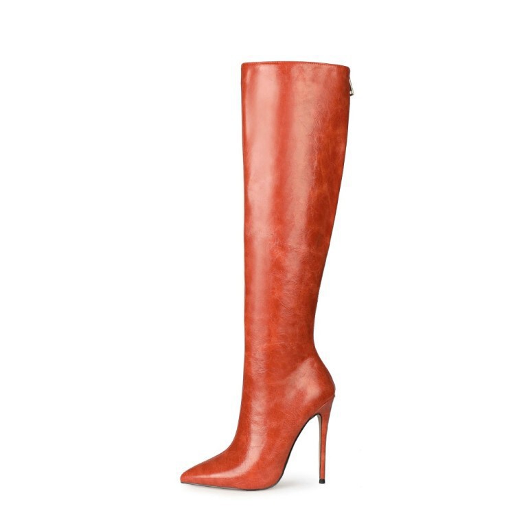 European and American fashion pointed-toe stiletto heel back-zip runway fashion boots, slim-fit knee-high boots for hot girls, spring and autumn women's riding boots European and American fashion pointed-toe stiletto heel back-zip runway fashion boots, slim-fit knee-high boots for hot girls, spring and autumn women's riding boots