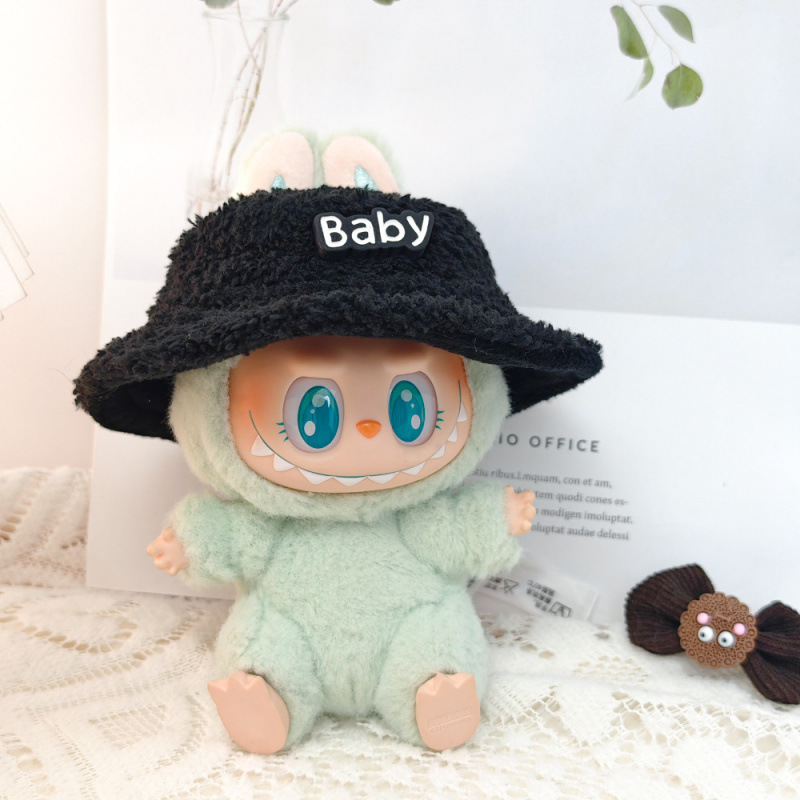 17 センチメートルビニールぬいぐるみマカロンラブブ LABUBU ベビー服ピンクのガーゼスカートヘアアクセサリー交換服|undefined