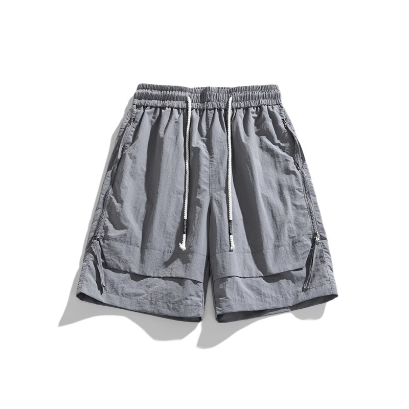 2025 moda hombre todo-fósforo verano delgado multibolsillos elástico casual suelto de secado rápido pantalones de cinco puntos