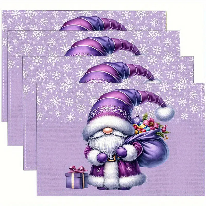 Manteles individuales navideños de lino estampado, decoración de mesa resistente al calor