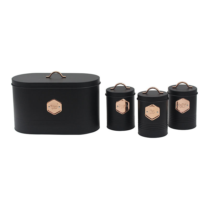 Caja de pan de metal caja de almacenamiento caja de almacenamiento hierro galvanizado casero pan dulces café té tanque de almacenamiento tanque de sellado