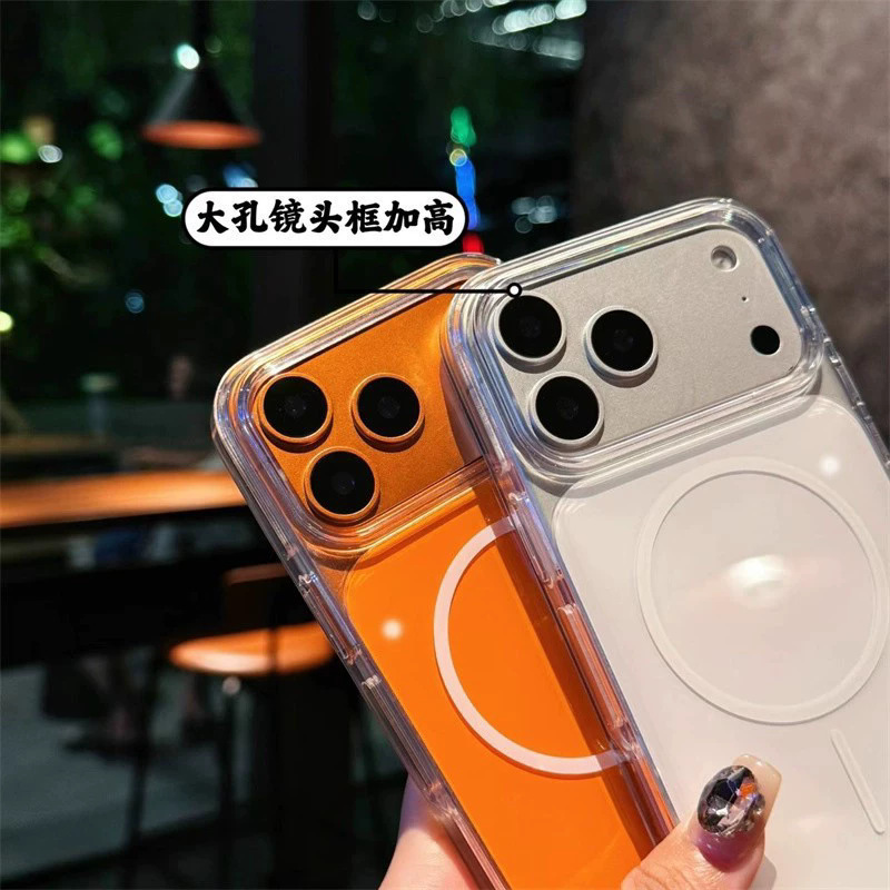 Aplicable para 17PRO caso de teléfono celular absorción magnética iPhone16 acrílico anti-caída de goma dura manzana magsafe funda