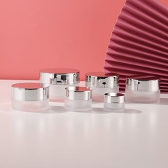 クリーム瓶ガラス化粧品包装二重アクリル直円5g 10g亮銀蓋クリームアイクリーム分注瓶