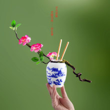 好石寨 青花瓶 陶瓷花器酒店盘饰意境菜干冰壶新中式摆件仿真花插