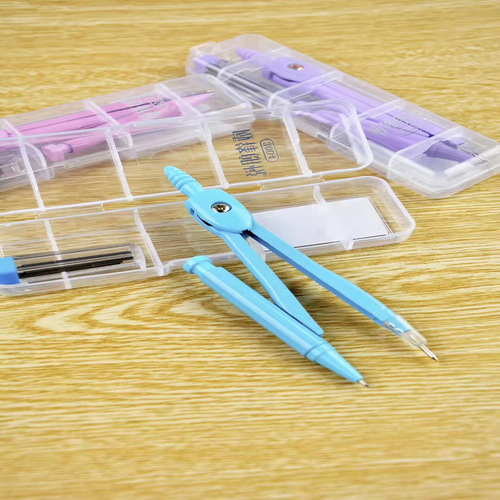Student Metal Compass 2-Piece Set Geometric Drawing Design Tool Solid Color Compass School Supplies Compass Kit