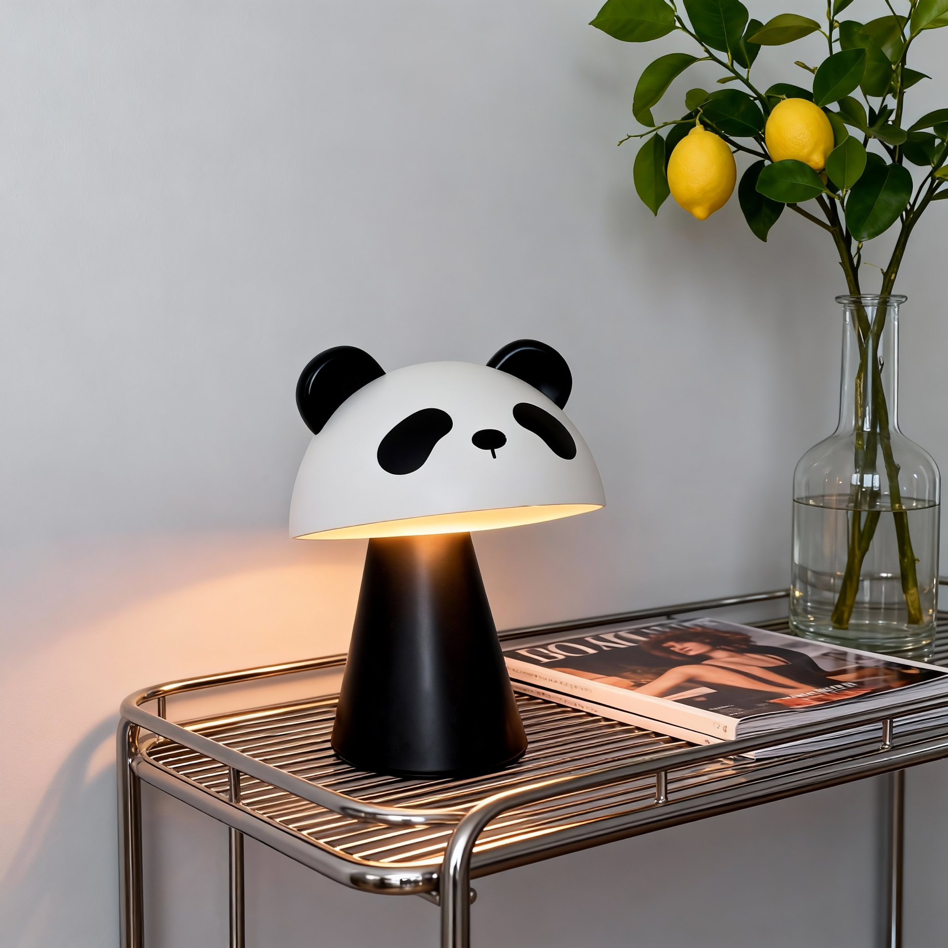 Panda palpitante lámpara de noche carga encantadora lámpara de escritorio de hongos de dibujos animados dormitorio cabezal de cama luz de atmósfera luz de noche para niños