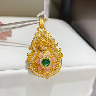 Shenzhen Shuibei Gold Wholesale Source Ancient Gold Inlaid Pendant 999 Pure Gold Pendant Genuine Gold Free Shipping