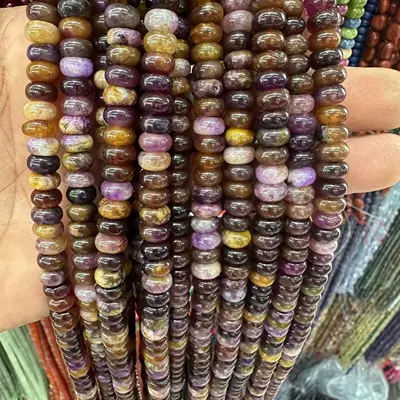 this finished product separation beads, Zərgərlik ara hissələri - purple-yellow-jade-58mmabout-70-80-pieces-white-stone-optimized