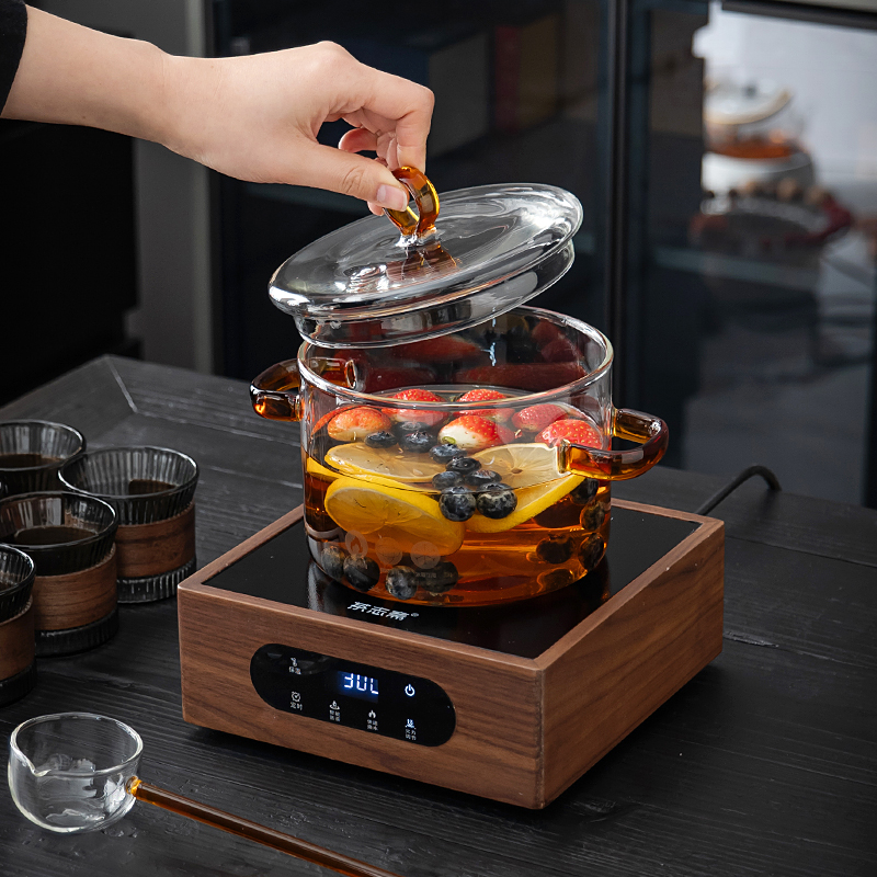 热红酒锅炖煮锅家用汤锅围炉煮茶耐高温高硼硅玻璃用电陶炉玻璃锅