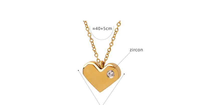Fashion Heart Shape Titanium Steel Pendant Necklace Plating Zircon Stainless Steel Necklaces