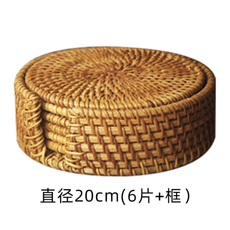 Tejido de caña artesanal almohadilla de taza de té tejido almohadilla de comedor creativa almohadilla de mesa almohadilla de platos almohadilla de aislamiento de calor