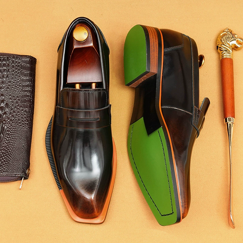 [Эксклюзив для VIP-клиентов] Популярные глянцевые лоферы из натуральной кожи для внешней торговли, деловые повседневные туфли без шнурков в британском стиле