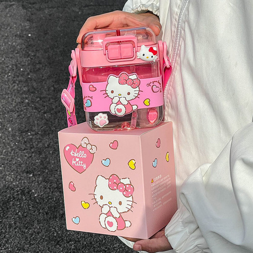 hellokitty water cup cute girls high-looking Sanrio plastic cup portable children and students double drinking