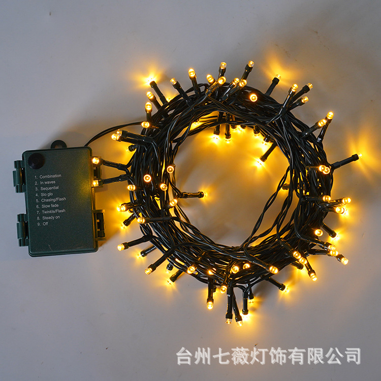 定制亚马逊热销低压墨绿线满天星小彩灯庭院户外装饰圣诞绑树灯串