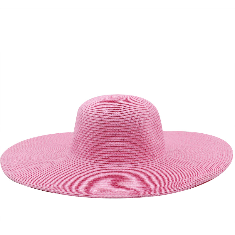 13cm Candy Color Women's Wide Brim Beach Sun-proof Sun Straw Hat display picture 5
