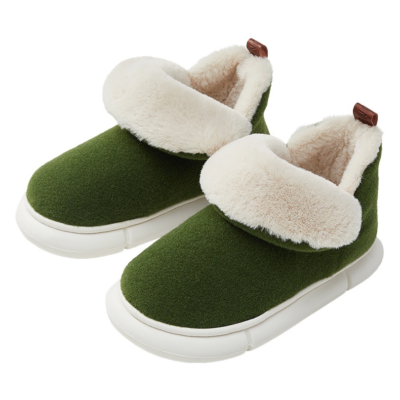 Zapatillas de algodón de tacón alto para nieve con buen ajuste, invierno femenino 2023, nueva pareja, hogar, interior, hombres cálidos